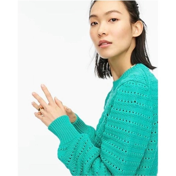 J. Crew Sweaters - J. Crew Teal Pullover Pointelle Sweater XXS NWT